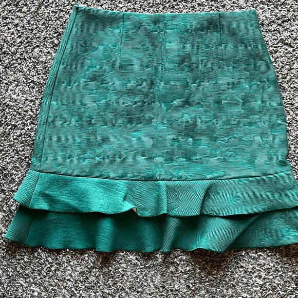 Sandro Pencil Skirt Womens 3 Green Tiered Layered Ruffled Dainty Spring Coquette - Picture 4 of 7